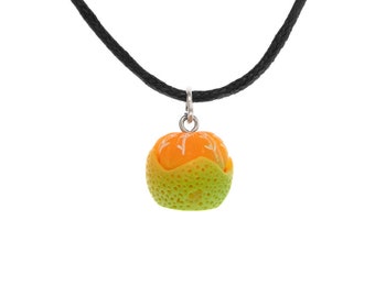 Fruity Fashion Orange Necklace, Grapefruit Necklace. Simple Fruit Jewelry. Peeled Citrus Pendant Necklaces for Women, Girls. Tropical Choker