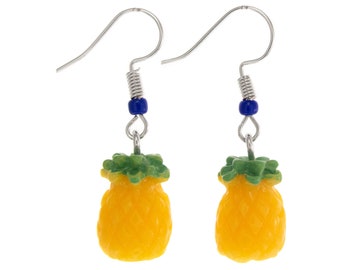 Earrings Pineapple. Presents for Vegan Friends. Statement Swinger Yellow Pineapple Jewelry. Dangle Drop Acrylic Fruit Earrings. Colorful