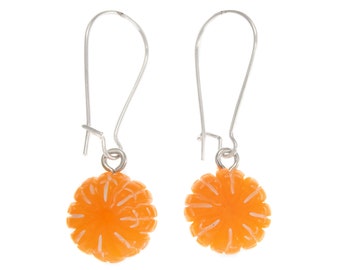 Tangerine Earrings. Summer Season Fruits Jewelry. Peeled Orange Fruit Drop Earrings. Best Vegan Gifts for Her. Cool Unique Funny Presents