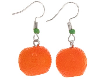Earrings Fruit Orange Citrus Earrings for Women & Big Girls. Dangle Drop Fruity Jewelry Earrings. Cute Acrylic Aesthetic Earrings. Fun Vegan