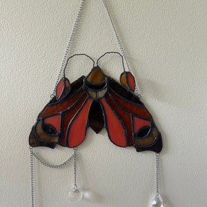 Stained glass moth, moth suncatcher, Stained glass suncatcher, Wall decor, Suncatcher decor