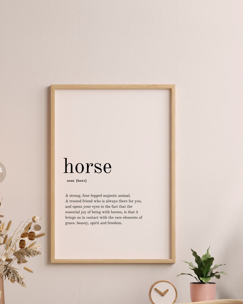 HORSE Definition Poster Instant Download Printable Horse Quote Etsy