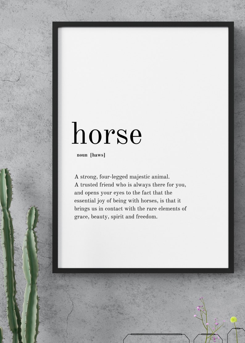 HORSE Definition Poster Instant Download Printable Horse Quote Etsy