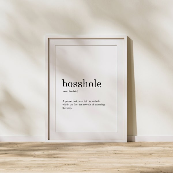 Minimalistic Boss-Hole Definition Printable Art Poster - Instant Download