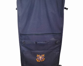 Vintage United States Coast Guard Garment Bag Navy Blue Suit Travel Carrier