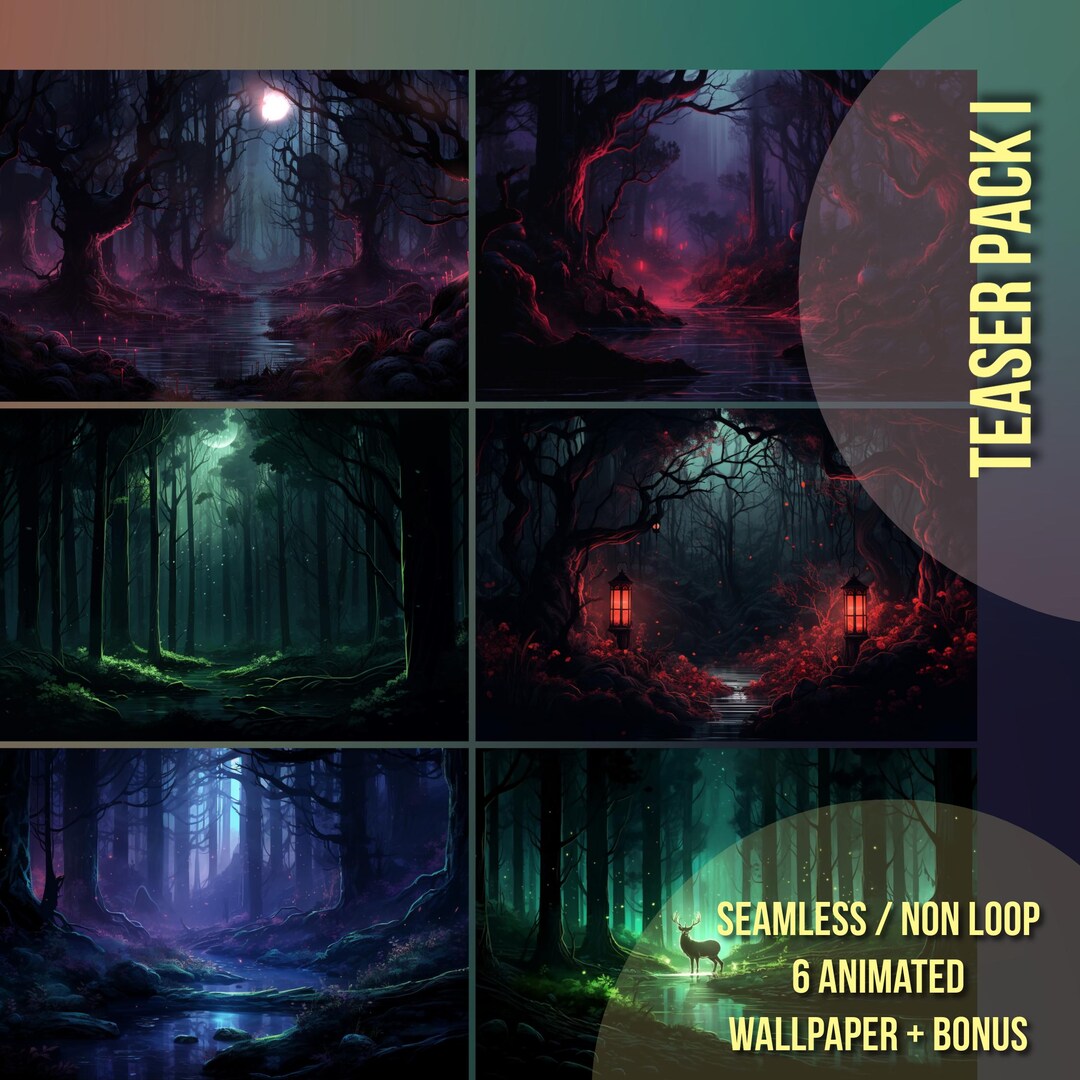 Animated Dark Forest Wallpaper: Vtuber Twitch Stream Background (MP4 ...