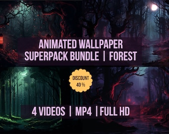 Paquete de fondos de pantalla animados de Bosque Mágico: Fondos de video HD (MP4/PNG)