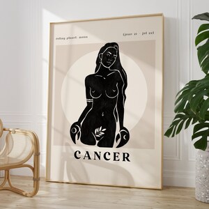 Cancer Wall Art, Cancer Poster, Digital Print, Trendy Wall Art, Astrology Art, Wall Decor, Boho Wall Art, Zodiac Print, Home Decor