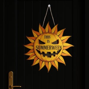 This Is Summerween Jack-o-lantern Sun Hanging Wood Sign Spooky Summer Wooden Wall Decor