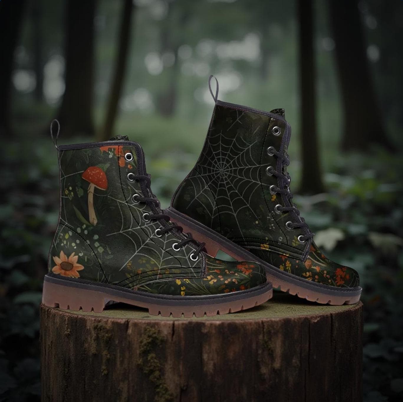 Boho mushroom boots, men’s 42 EU, made in Italy, lightweight, like new handmade Combat Boots Mushroom - Etsy main image 3