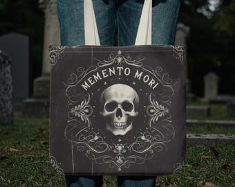Memento Mori Tote Bag Spooky Gothic Tote