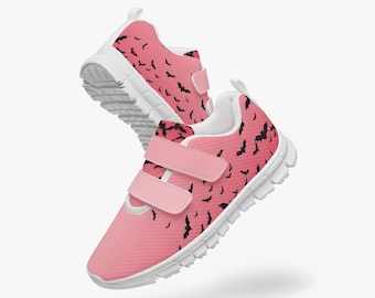 Zapatos para niños con murciélagos rosas ombré, zapatillas ligeras para niñas, zapatos de Halloween