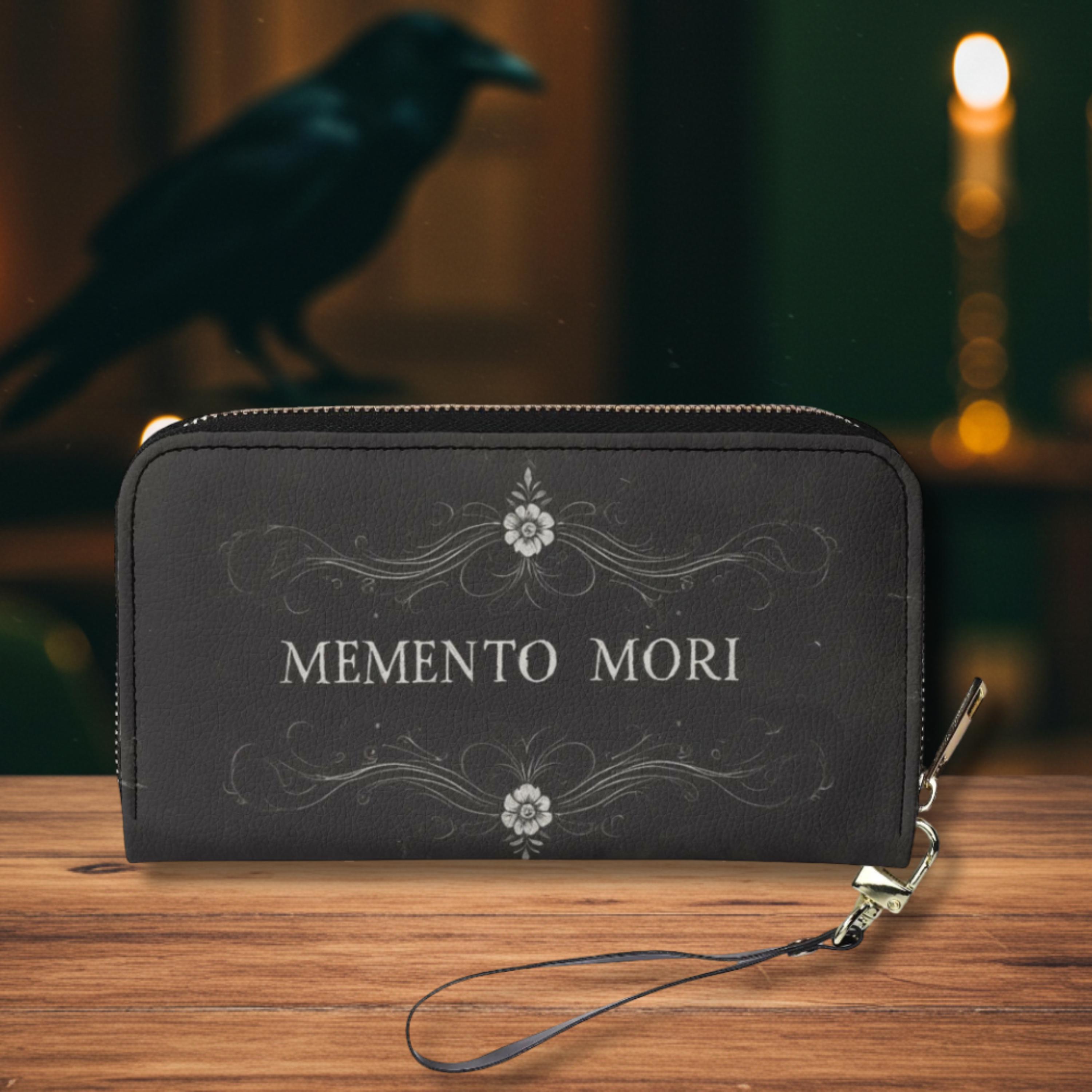 Memento Mori Leather Wallet Spooky Gothic Wallet With Removable