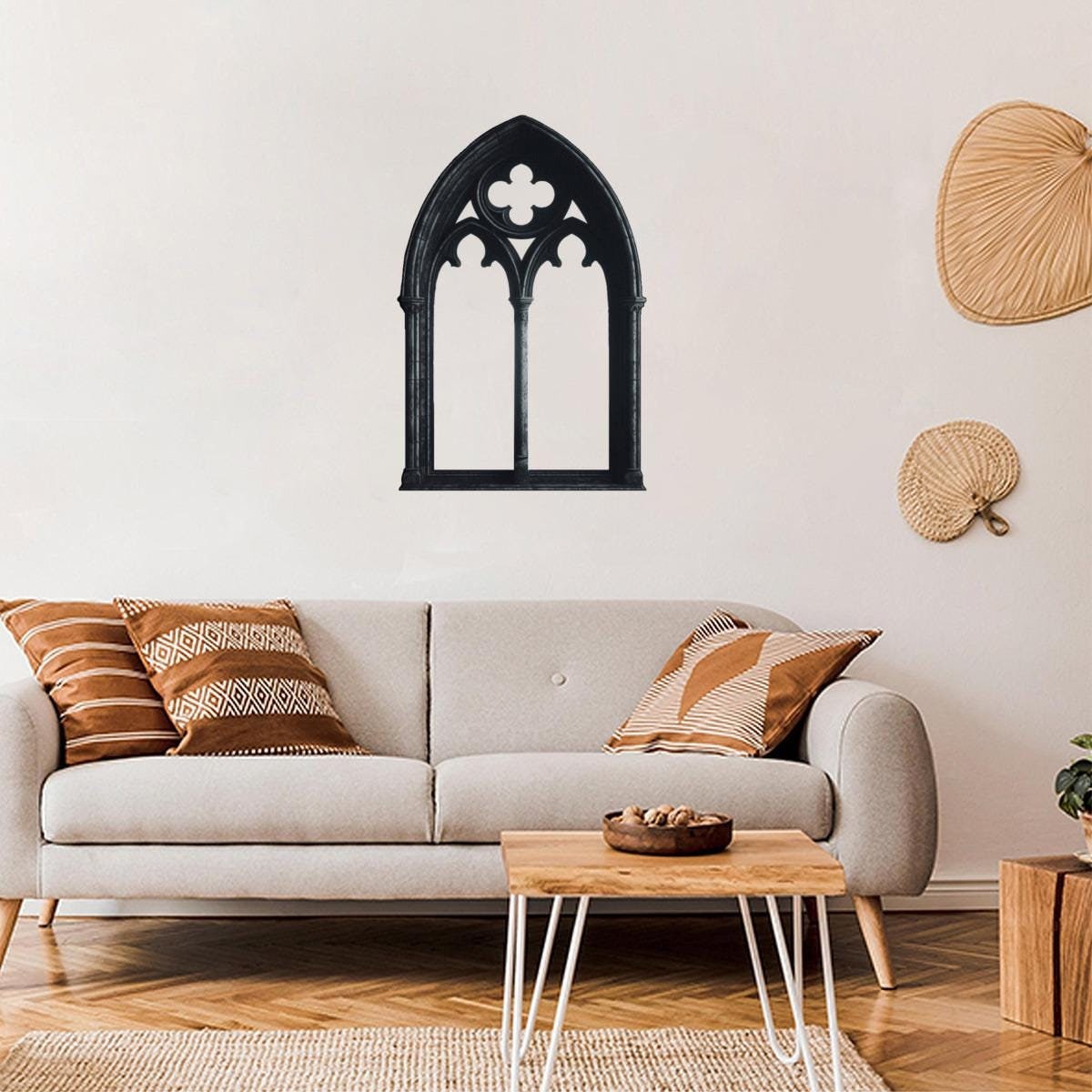 Gothic Cathedral Window Wooden Frame Wall Decor