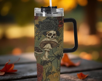 Florals Mushrooms and Spiderwebs Tumbler 40 oz