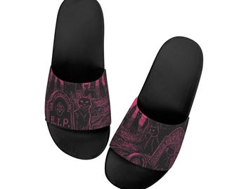 Cats in Graveyard Slide Sandals