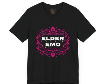Camiseta de manga corta emo de anciano, camiseta gótica, camiseta emo