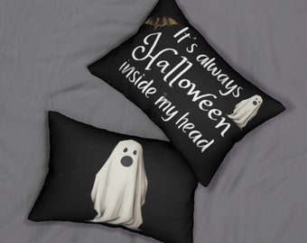 It's Always Halloween Inside My Head Spun Polyester Lumbar Throw Pillow