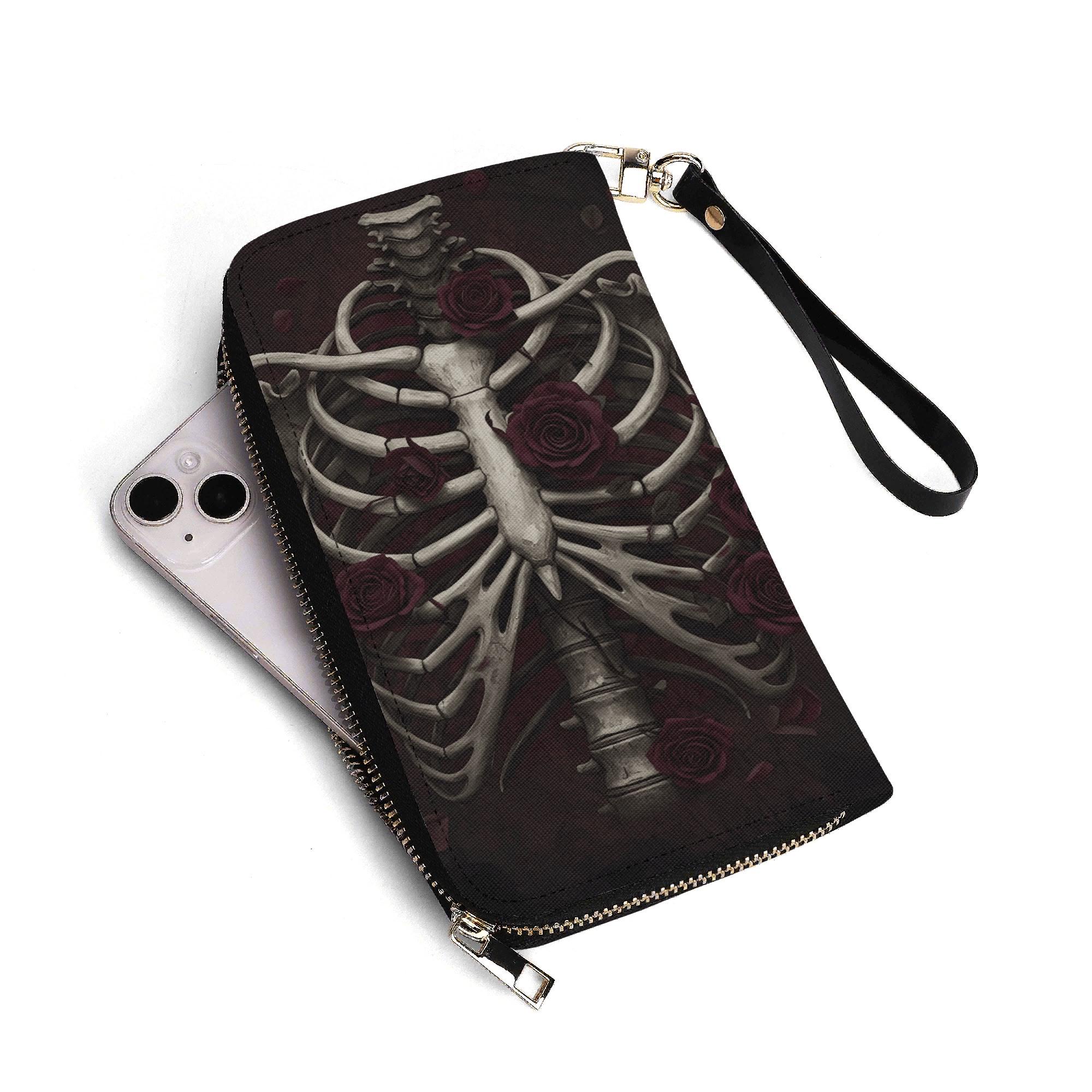 Subculture Jewelry ウォレット　Wallet Skeleton Torso With Roses Wallet, Spooky Gothic Wallet With