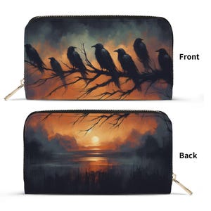 Cartera Moody Ravens on Branch Cartera Moody Gothic con correa de muñeca extraíble