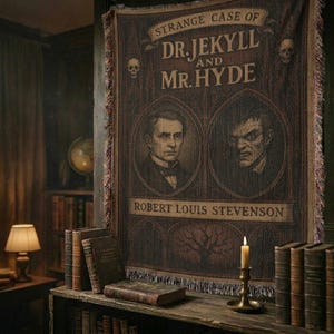 Strange Case of Dr. Jekyll and Mr. Hyde Blanket, Gothic Book Cover Woven Blanket Dark Academia Blanket Literary Throw Tapestry Throw Blanket