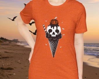 Spooky Ice Cream Cone Short Sleeve Tee Shirt Spooky Summer Summerween TShirt Gothic Summer Tshirt Summerween