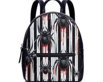 Bloody Stripes and Spiders Mini Backpack Spooky Gothic Bag