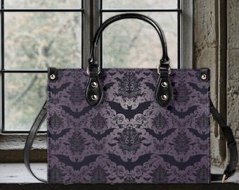 Baroque Bats Handbag Spooky Gothic Purse with Removable Strap
