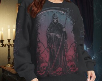 Sensenmann Pullover Gruseliges Halloween Sweatshirt Gothic Pullover Pullover