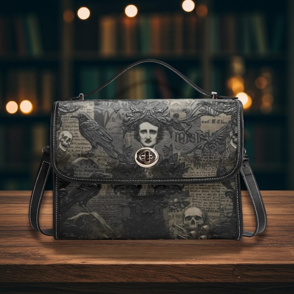 Edgar Allan Poe Umhängetasche Gothic Handtasche Academia Vintage Inspirierte Tasche Gothic Literatur Lock Bag Edgar Allan Poe Geldbörse