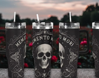 Memento Mori 40oz Tumbler Spooky Gothic Mug Halloween Tumbler - Etsy