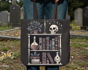 Witchy Bookshelf Tote Bag Witch Tote