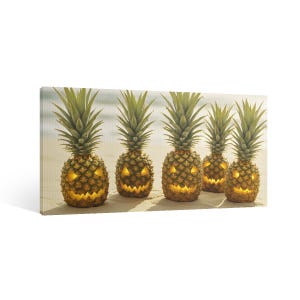 Pineapple Jack-o-lanterns Canvas Summerween Decor Spooky Summer Wall Art
