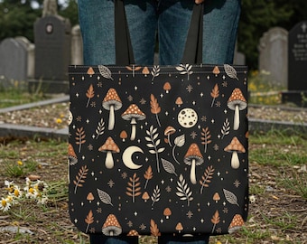 Mushrooms and Moons Tote Bag Witchy Tote