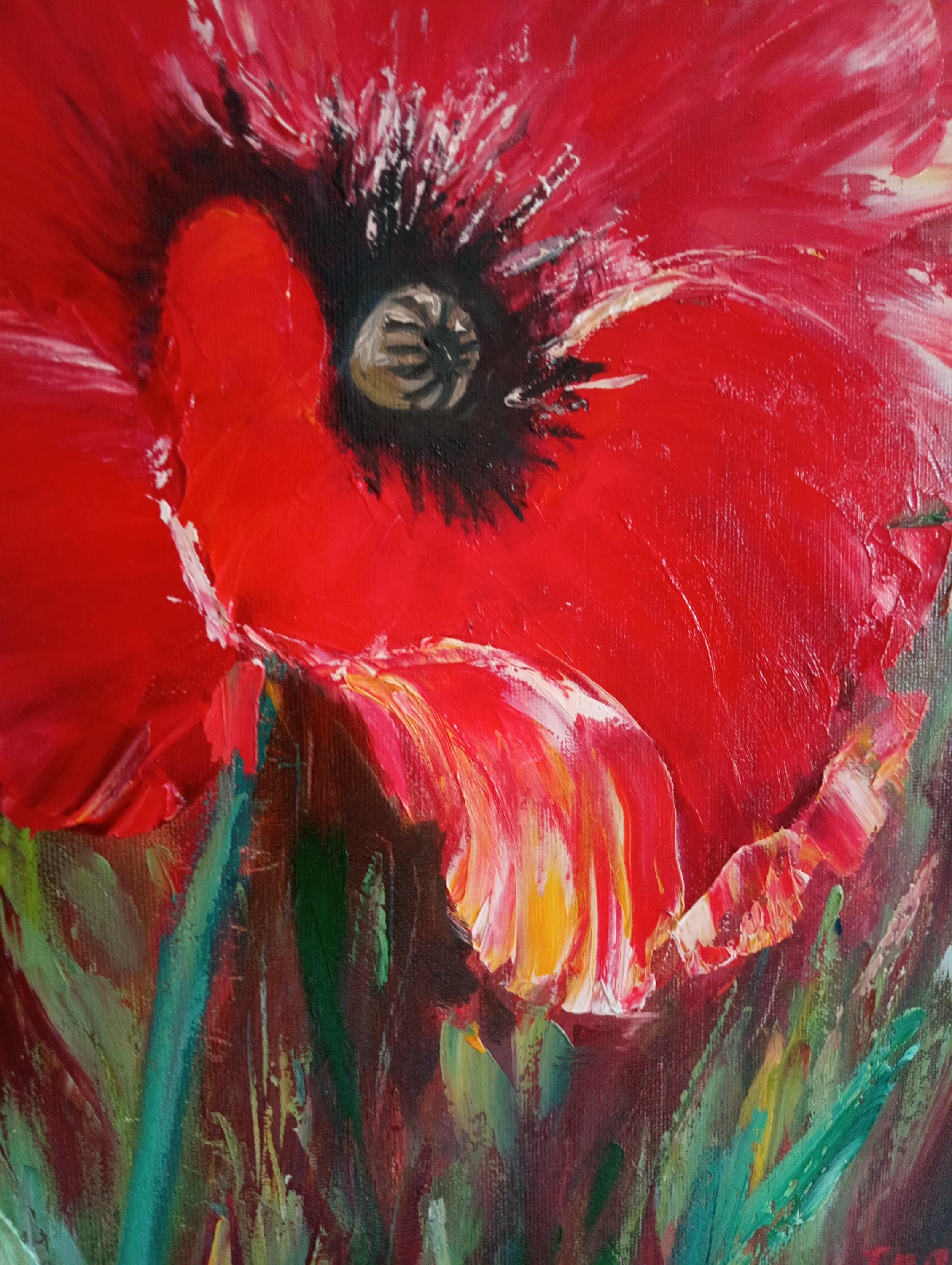 Original Red Poppy Oil Painting on Canvas | Floral Wall Art - Etsy