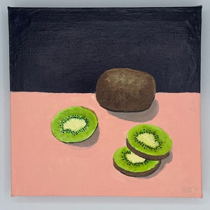 Original Acrylic Painting- Kiwi 8x8x1 inches- Great Gift!