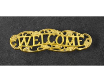 Vintage 1986 Sexton Aluminum Welcome Sign Victorian Style Flowers & Scrolls