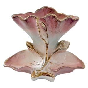 Royal Fenton Ware Staffordshire Rosa Lustre Guld Blommor Vas England Vintage