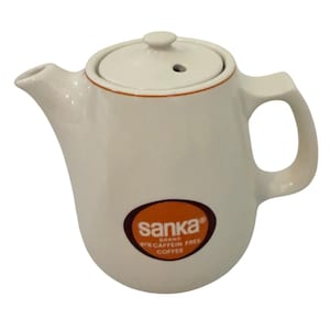 Cafetera mini vintage Sanka Hall China, descafeinada, publicitaria, para restaurantes.