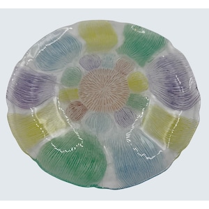 Plato de vidrio pintado al revés de Bernita Ventsias Pastel Modern Art 9"