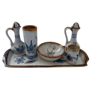 Ensemble de 6 pots El Palomar, Mexique, peints à la main, oiseaux, plateau, tasses, bol, huiliers