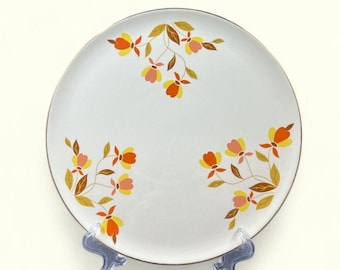 Hall Superior Quality Jewel Tea Autumn Leaf Cake Plate Mary Dunbar 9&quot; Gold Rim
