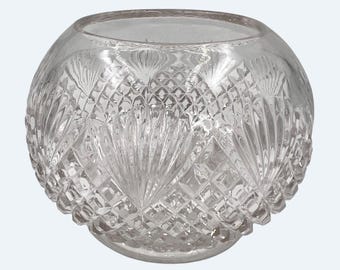 VTG Antique EAPG Rose Bowl Clear Diamond and Fan Pattern 5 inch diameter Pressed Glass