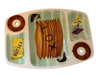 Vintage Lefton Japan Bagel Lox Serving Tray MCM Brunch Platter 1905