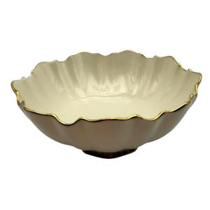 Lenox Off White Porcelain Decorative Bowl With 24-Karat Gold Trim Hand Decorated