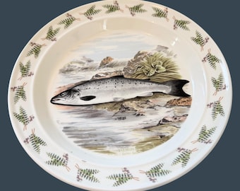 Portmeirion Compleat Angler Lachs Teller, Susan Williams Ellis, Hergestellt in Großbritannien Fisch Teller, Angeln Cabin Cottage Decor