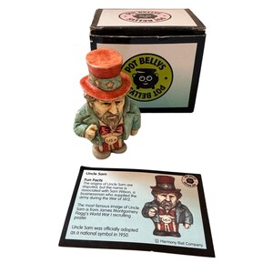 Harmony Ball Pot Belly Uncle Sam Figurine Box Card Patriotic USA Removable Head