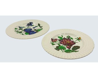 Pair of Cauldon England Floral Plates No. 2483 – Hand-Painted Roses & Violets, 9.5”