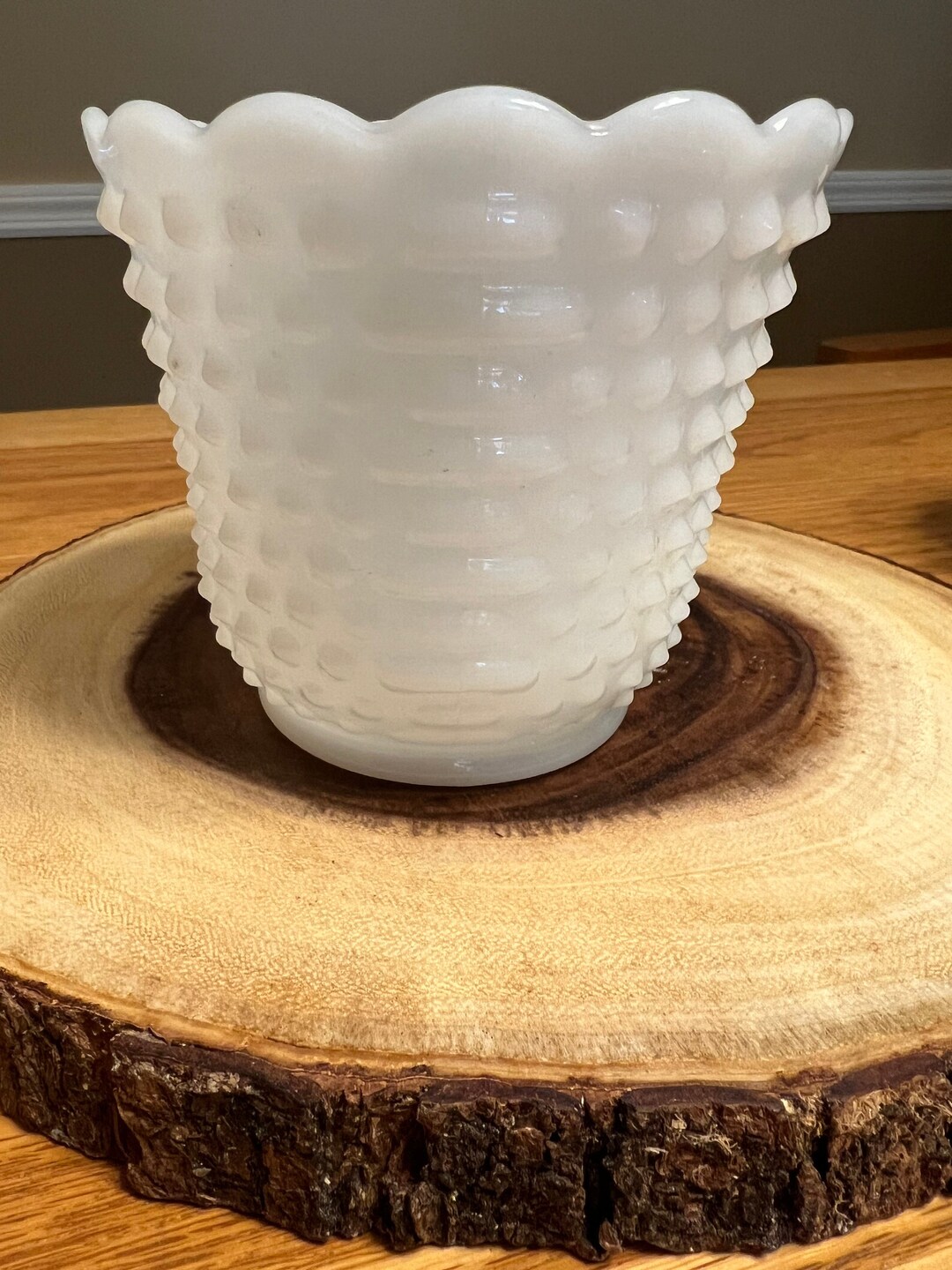 Fire King Hobnail Milk Glass Planter Etsy