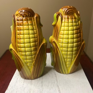 Vintage Ceramic Corn Ear Salt and Pepper Shakers-Made in Japan - 5” H